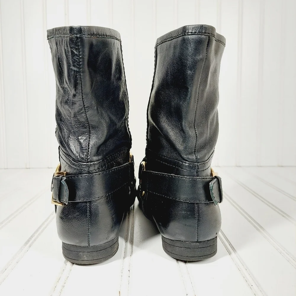 Nine West Emilianao Vintage American Collection Black Leather Ankle Boot B641